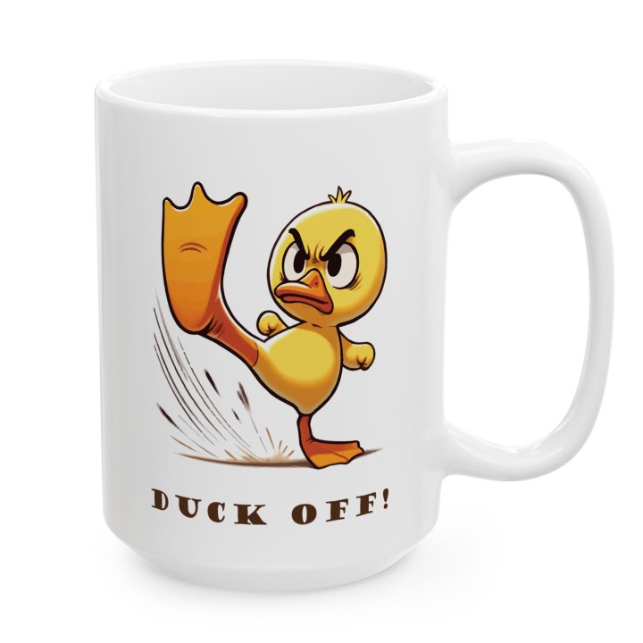 Kubek DUCK OFF z kaczką kung-fu – humorystyczny prezent dla osób z charakterem i granicami