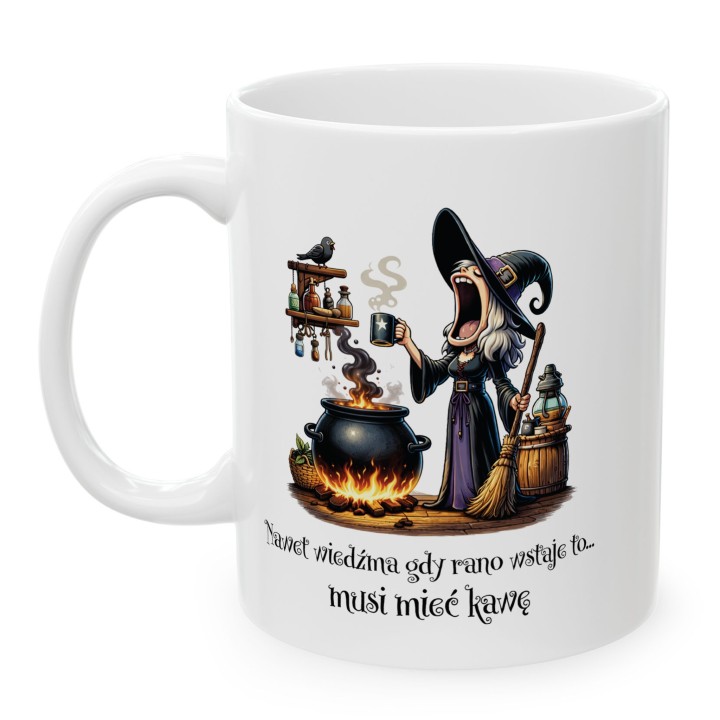 Kubek z nadrukiem Wiedźma i Kawa | Prezent dla Niej | Zabawny Kubek do Biura