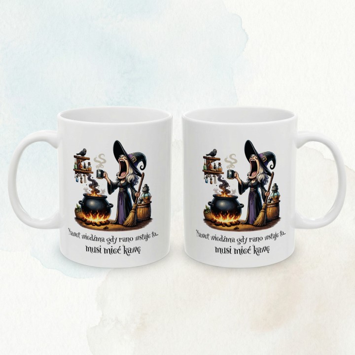 Kubek z nadrukiem Wiedźma i Kawa | Prezent dla Niej | Zabawny Kubek do Biura