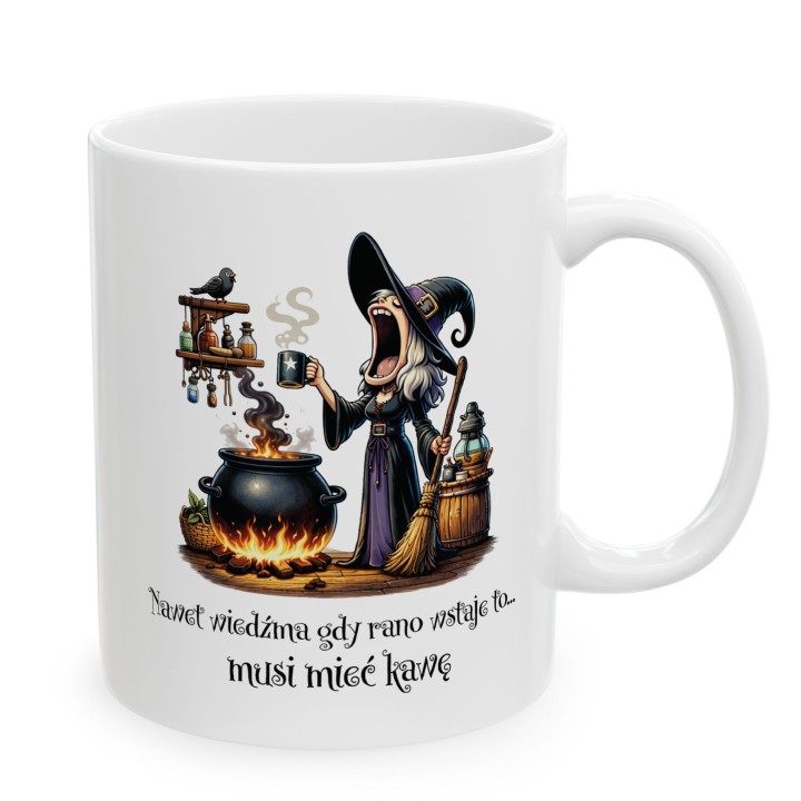 Kubek z nadrukiem Wiedźma i Kawa | Prezent dla Niej | Zabawny Kubek do Biura