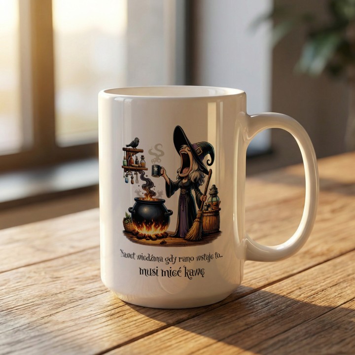 Kubek z nadrukiem Wiedźma i Kawa | Prezent dla Niej | Zabawny Kubek do Biura