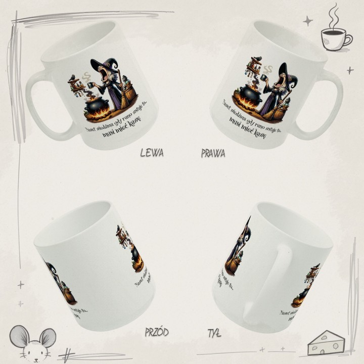Kubek z nadrukiem Wiedźma i Kawa | Prezent dla Niej | Zabawny Kubek do Biura