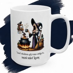 Kubek z nadrukiem Nawet wiedźma musi mieć kawę – humorystyczny prezent dla porannych marud
