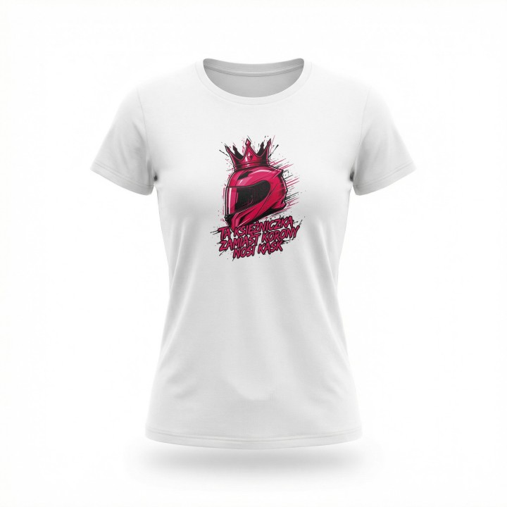 Koszulka dla motocyklistki Ta Księżniczka Nosi Kask | Prezent dla Fanki Motocykli