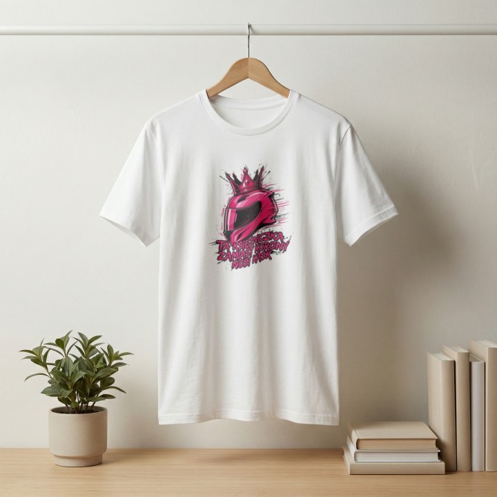 Koszulka dla motocyklistki Ta Księżniczka Nosi Kask | Prezent dla Fanki Motocykli