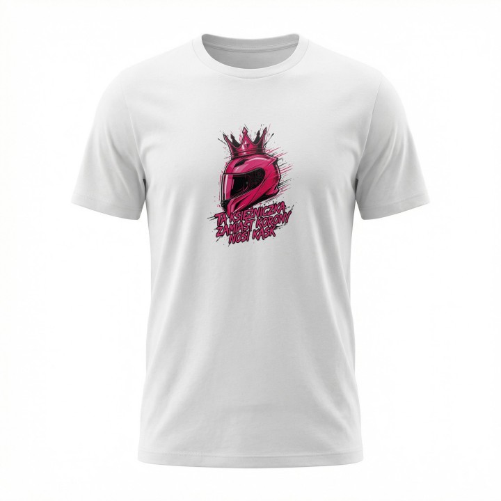 Koszulka dla motocyklistki Ta Księżniczka Nosi Kask | Prezent dla Fanki Motocykli