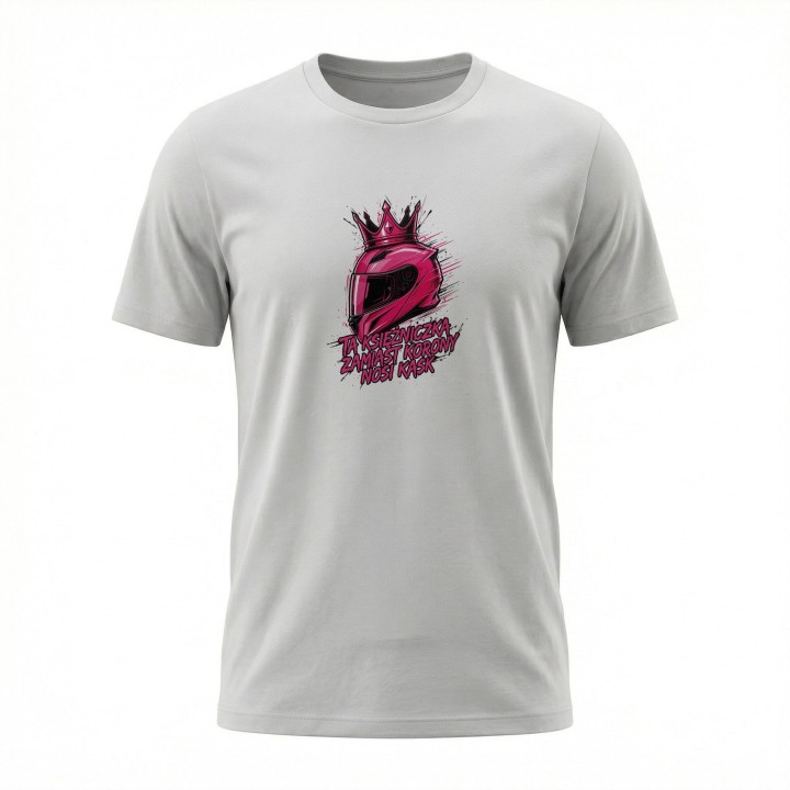 Koszulka dla motocyklistki Ta Księżniczka Nosi Kask | Prezent dla Fanki Motocykli