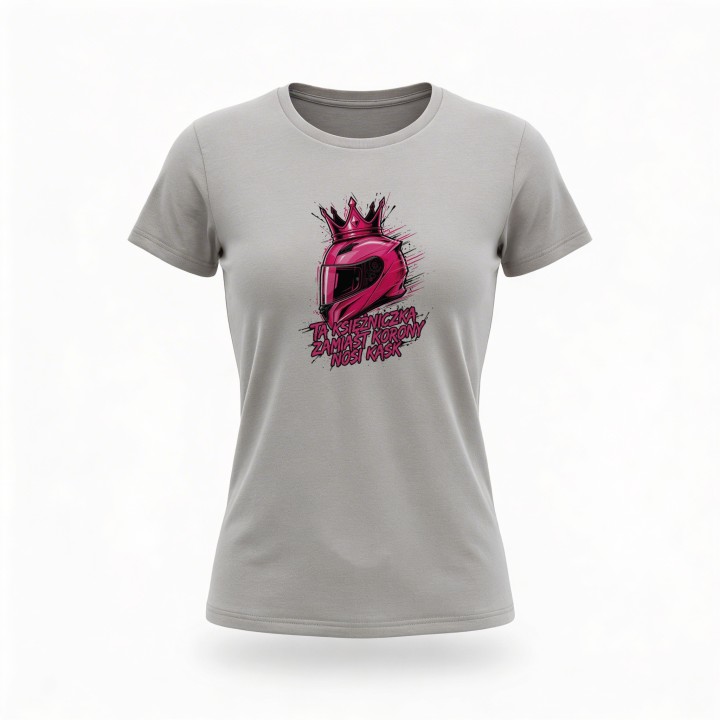 Koszulka dla motocyklistki Ta Księżniczka Nosi Kask | Prezent dla Fanki Motocykli