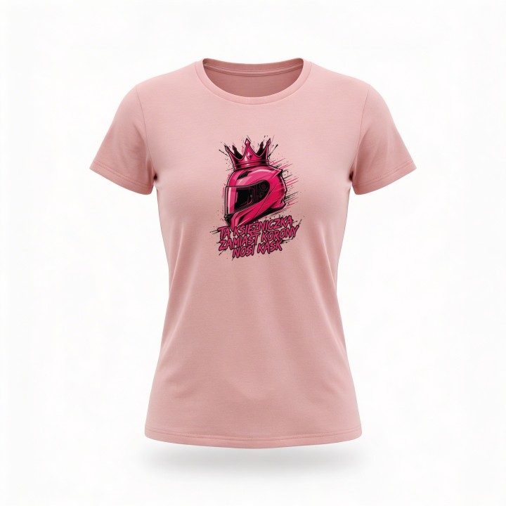 Koszulka dla motocyklistki Ta Księżniczka Nosi Kask | Prezent dla Fanki Motocykli