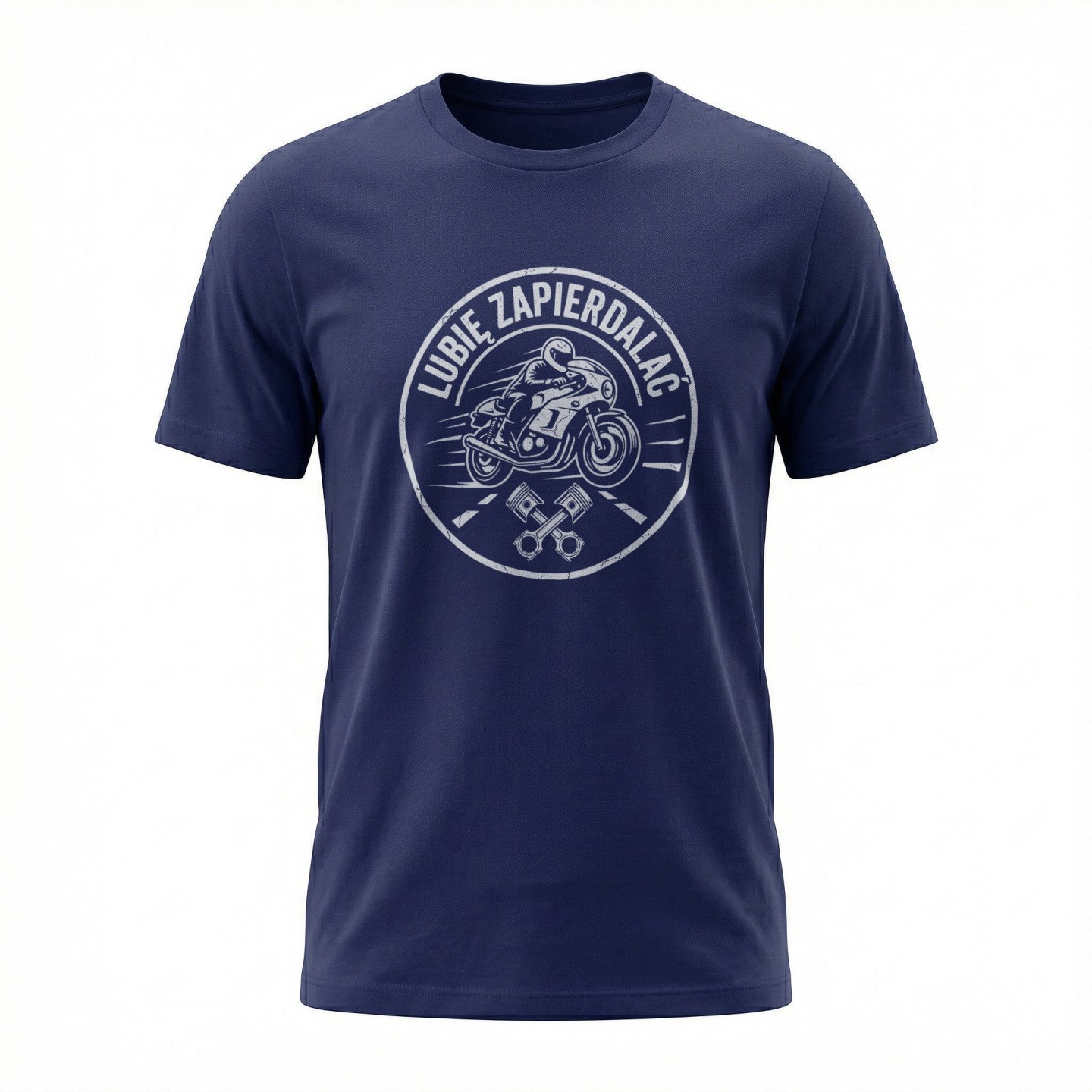 Koszulka z nadrukiem Lubię Zapierdalać – t-shirt dla fana adrenaliny i dwóch kółek
