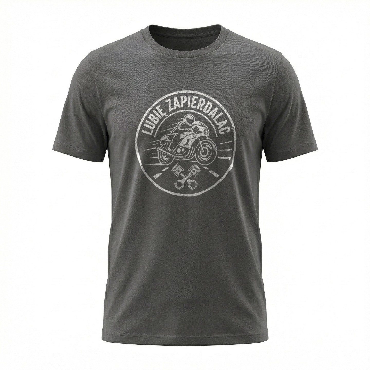 Koszulka z nadrukiem Lubię Zapierdalać – t-shirt dla fana adrenaliny i dwóch kółek