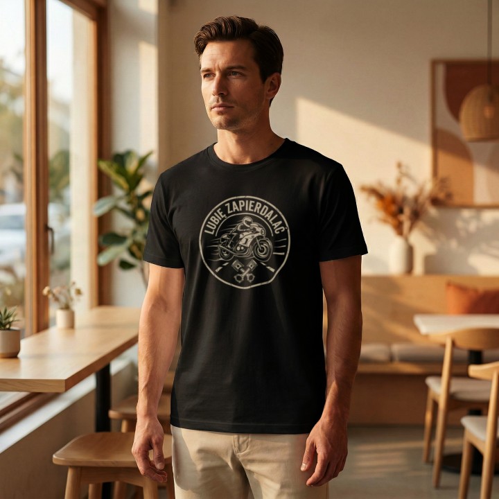 Koszulka Lubię Zapierdalać | T-shirt dla Motocyklisty | Prezent dla Fana Prędkości