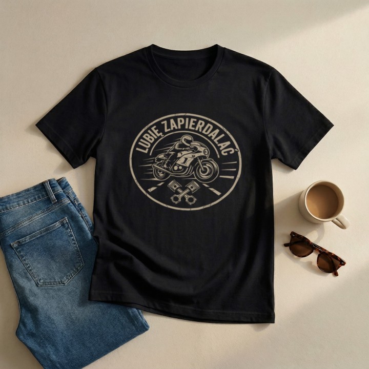 Koszulka Lubię Zapierdalać | T-shirt dla Motocyklisty | Prezent dla Fana Prędkości
