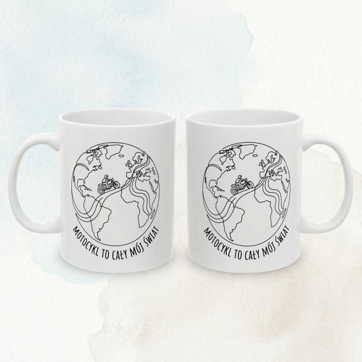 Kubek Motocyklista Globus | Motocykl to cały mój świat | Prezent dla Podróżnika