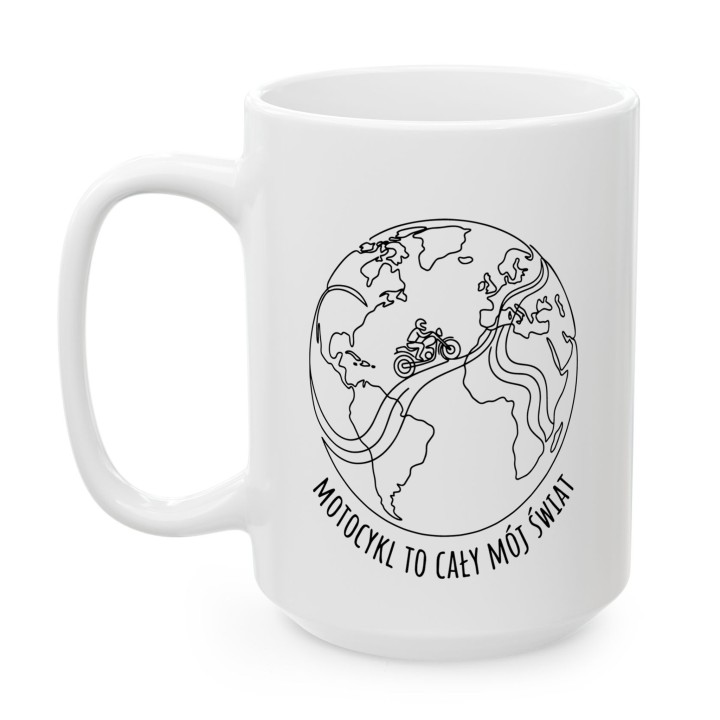 Kubek Motocyklista Globus | Motocykl to cały mój świat | Prezent dla Podróżnika