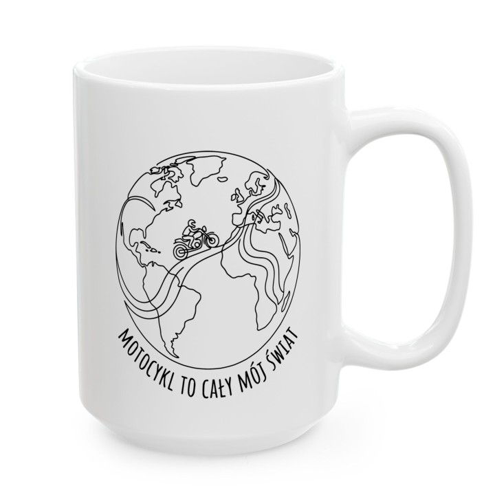 Kubek Motocyklista Globus | Motocykl to cały mój świat | Prezent dla Podróżnika