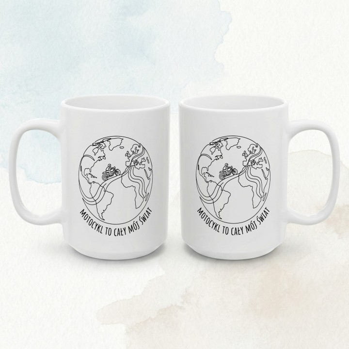 Kubek Motocyklista Globus | Motocykl to cały mój świat | Prezent dla Podróżnika