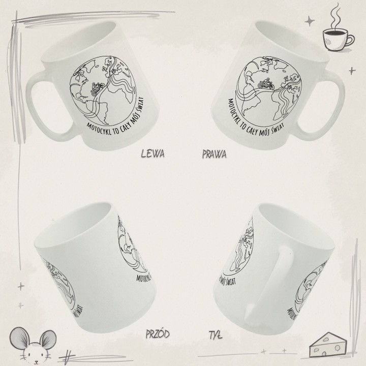 Kubek Motocyklista Globus | Motocykl to cały mój świat | Prezent dla Podróżnika