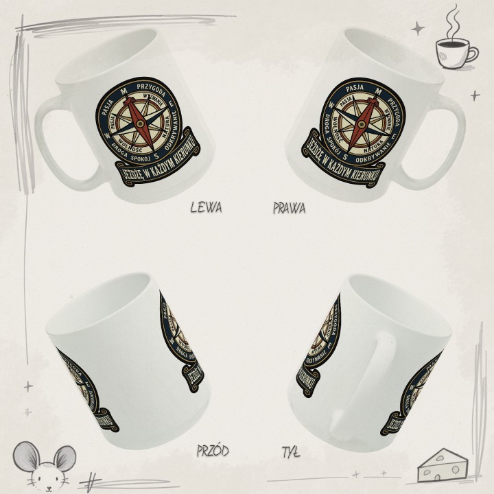 Kubek Motocyklowy Jeżdżę w Każdym Kierunku | Prezent dla Motocyklisty Podróżnika