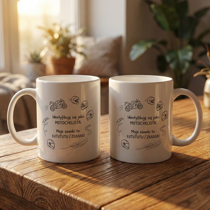 Kubek Motocyklista Zaimki Łutututu Ziuuuu | Śmieszny prezent dla niego