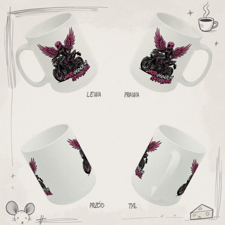 Kubek Motocyklowy Moto Dodaje Mi Skrzydeł | Różowy Prezent dla Motocyklistki