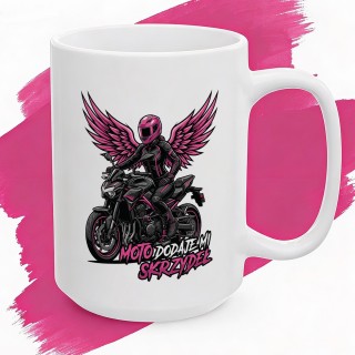 Kubek Motocyklowy Moto Dodaje Mi Skrzydeł | Różowy Prezent dla Motocyklistki