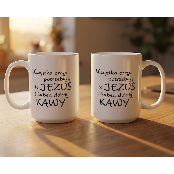 Kubek z napisem o Jezusie i kawie – dla wierzących