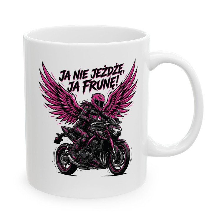 Kubek Ja nie jeżdżę ja frunę! | Prezent dla Motocyklistki | Różowy Motor