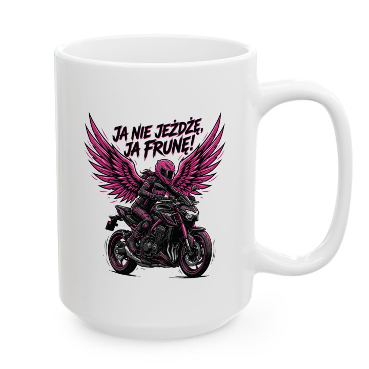 Kubek Ja nie jeżdżę ja frunę! | Prezent dla Motocyklistki | Różowy Motor