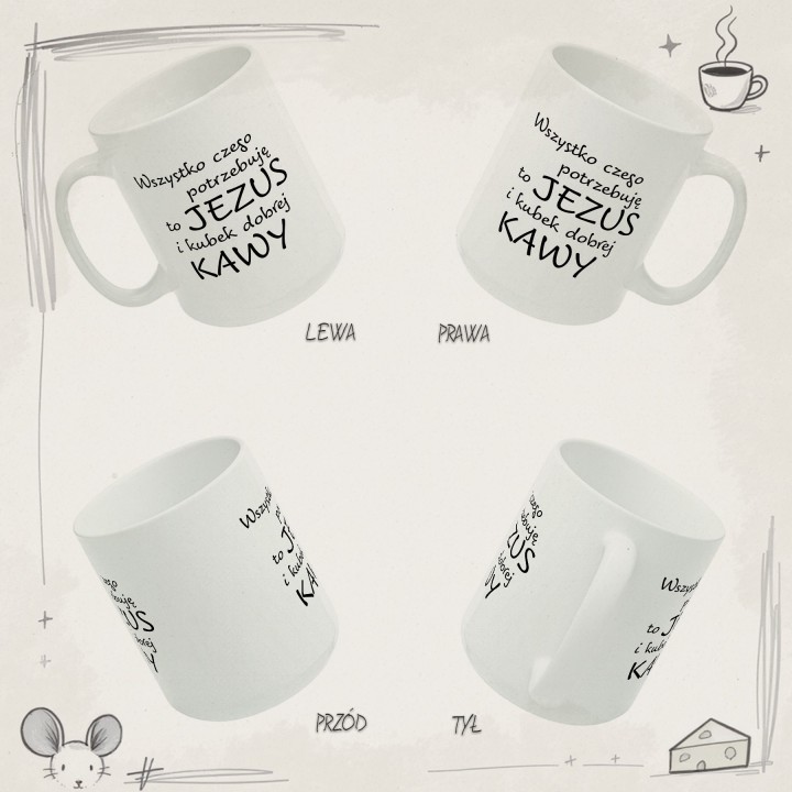 Kubek z napisem o Jezusie i kawie – dla wierzących