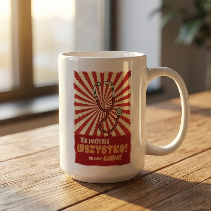 Kubek Dla pacjenta WSZYSTKO Dla siebie KAWA - Prezent dla lekarza medyka