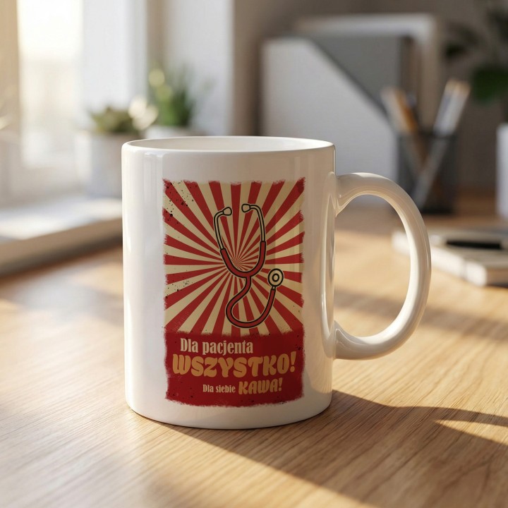 Kubek Dla pacjenta WSZYSTKO Dla siebie KAWA - Prezent dla lekarza medyka