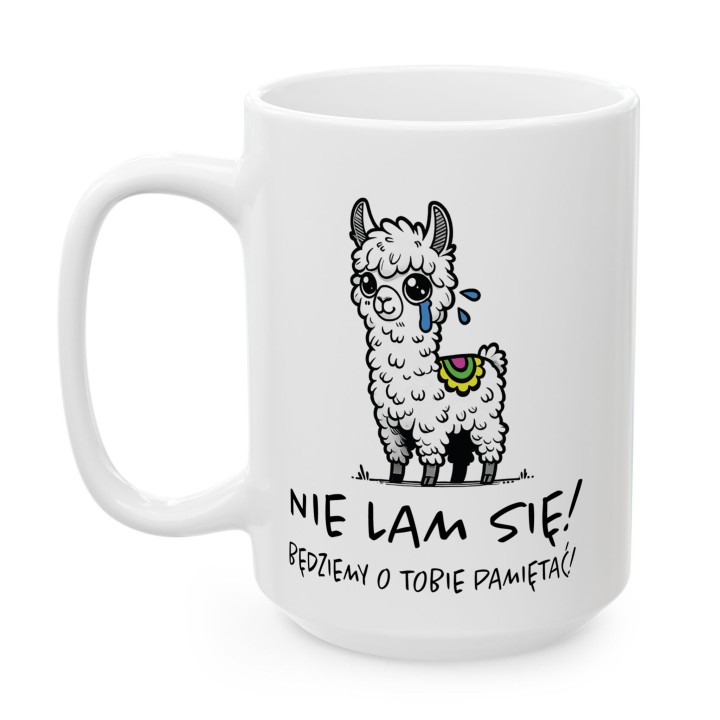 Kubek „Nie lam się!” – lama i gra słów na pożegnanie z pracy