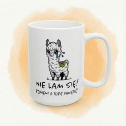Kubek z lamą „NIE LAM SIĘ! BĘDZIEMY O TOBIE PAMIĘTAĆ!”