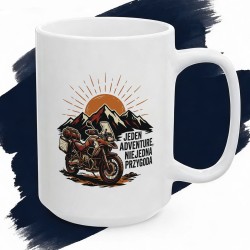 Kubek z nadrukiem dla motocyklisty: Jeden Adventure Niejedna Przygoda