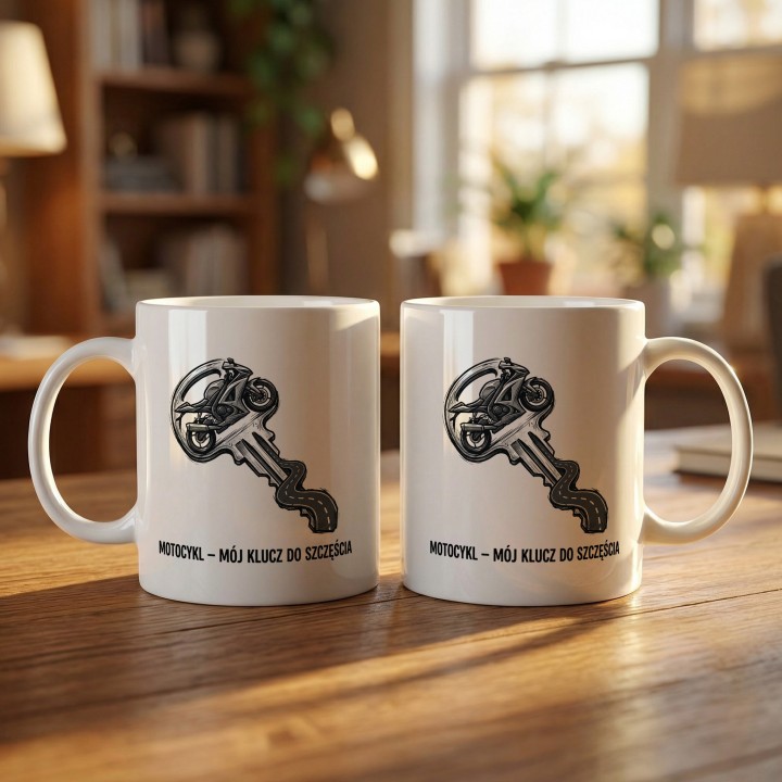 Kubek dla motocyklisty Mój klucz do szczęścia Prezent dla fana moto