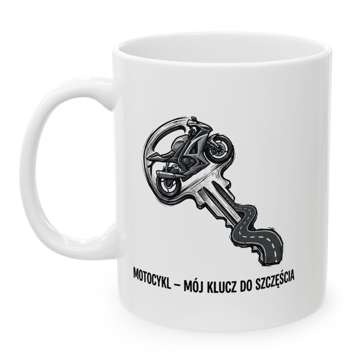 Kubek dla motocyklisty Mój klucz do szczęścia Prezent dla fana moto