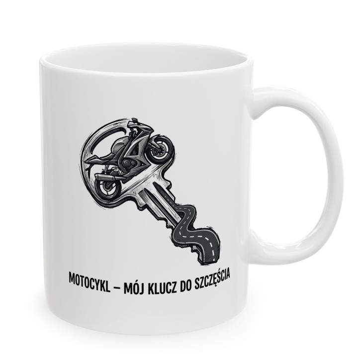 Kubek dla motocyklisty Mój klucz do szczęścia Prezent dla fana moto