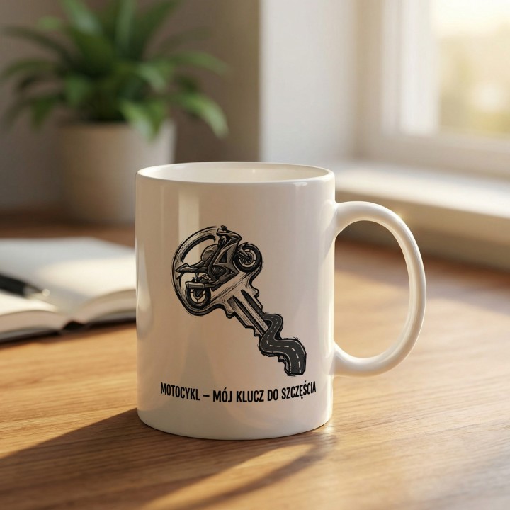 Kubek dla motocyklisty Mój klucz do szczęścia Prezent dla fana moto