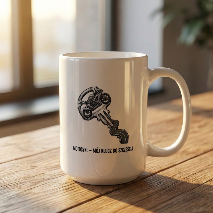 Kubek dla motocyklisty Mój klucz do szczęścia Prezent dla fana moto