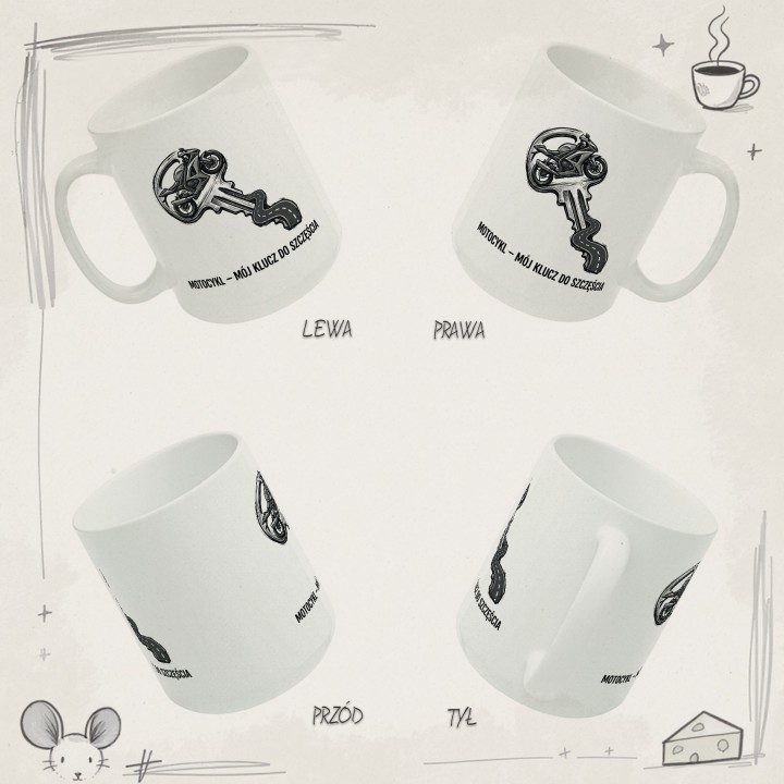 Kubek dla motocyklisty Mój klucz do szczęścia Prezent dla fana moto