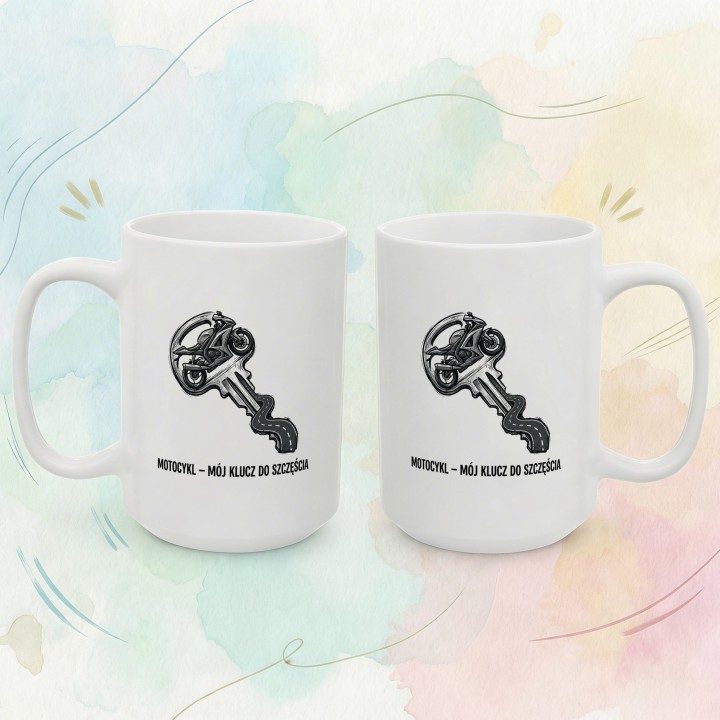 Kubek dla motocyklisty Mój klucz do szczęścia Prezent dla fana moto