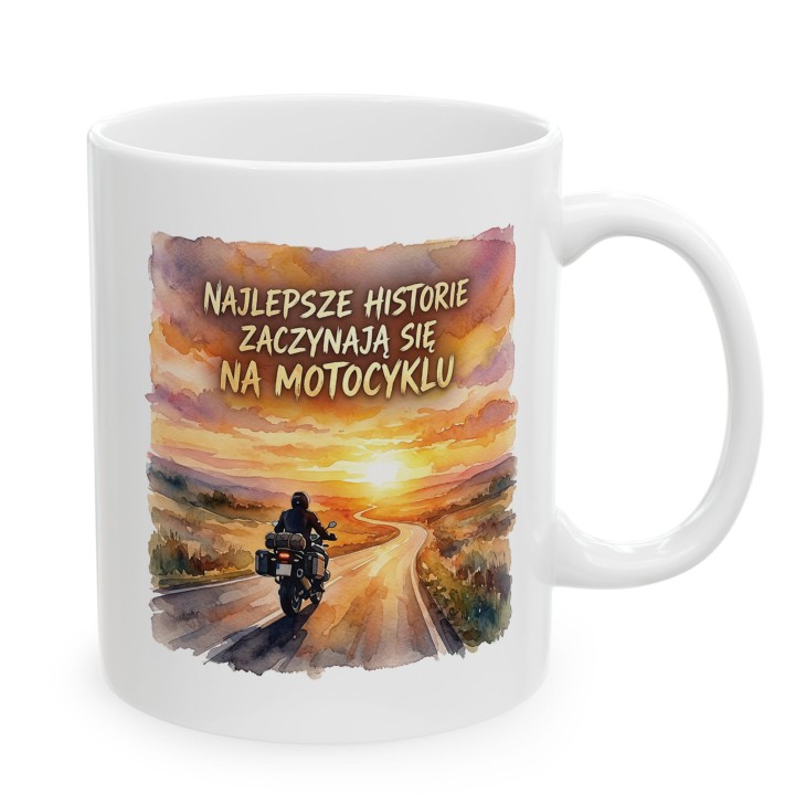 Kubek motocyklowy Najlepsze historie zaczynają się na motocyklu | Prezent dla motocyklisty
