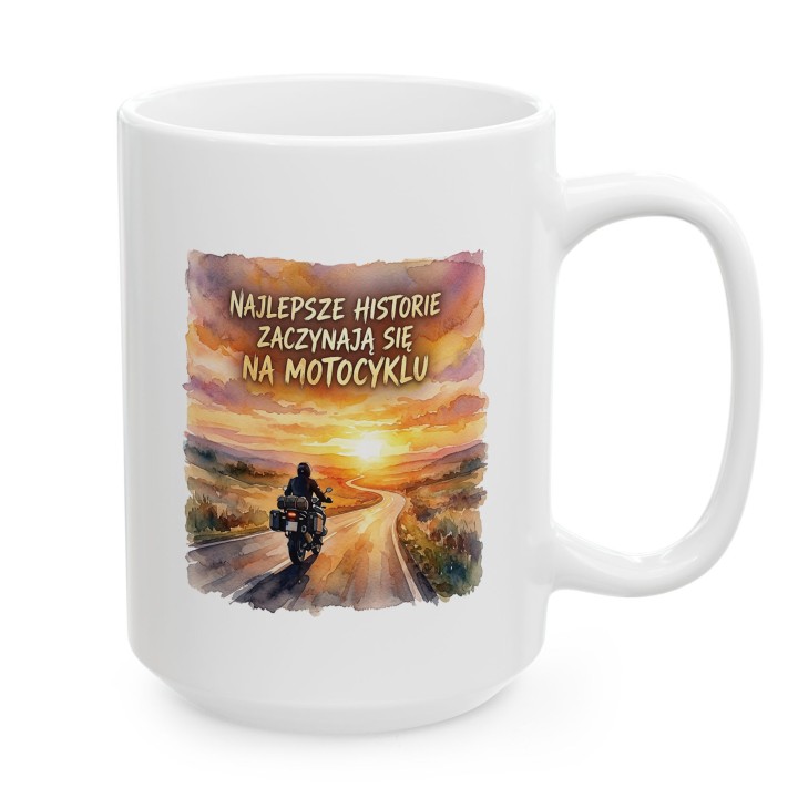 Kubek motocyklowy Najlepsze historie zaczynają się na motocyklu | Prezent dla motocyklisty