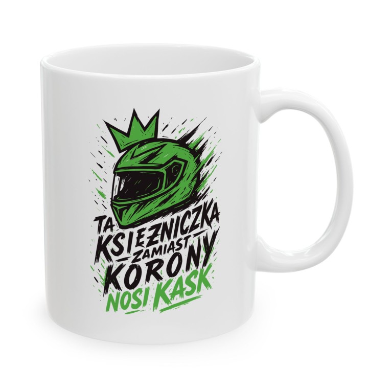 Kubek motocyklowy Zielony Graffiti Księżniczka w kasku | Prezent dla niej