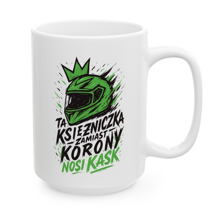 Kubek motocyklowy Zielony Graffiti Księżniczka w kasku | Prezent dla niej