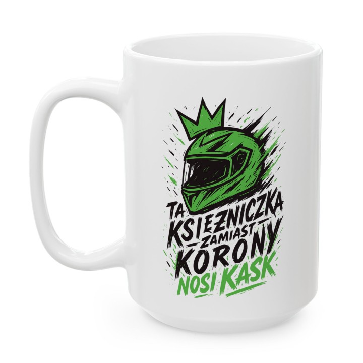 Kubek motocyklowy Zielony Graffiti Księżniczka w kasku | Prezent dla niej