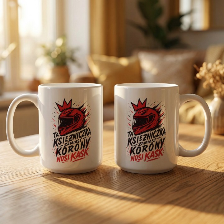 Czerwony kubek dla motocyklistki Pasja i Graffiti | Prezent dla niej