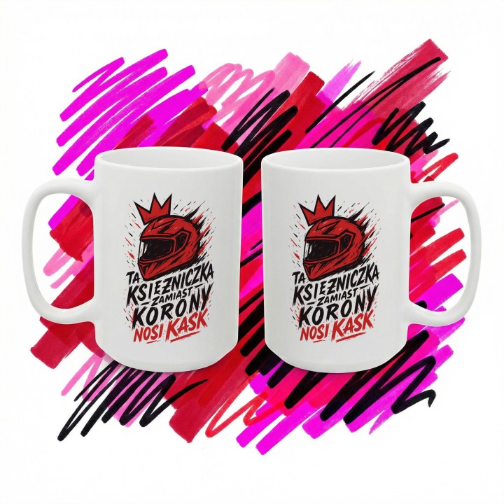 Czerwony kubek dla motocyklistki Pasja i Graffiti | Prezent dla niej