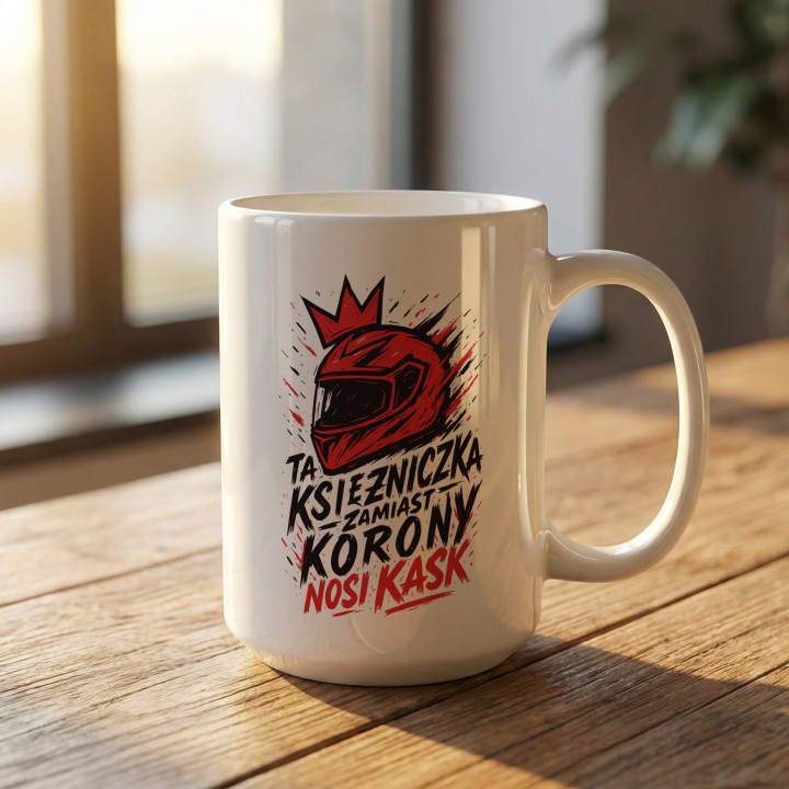 Czerwony kubek dla motocyklistki Pasja i Graffiti | Prezent dla niej